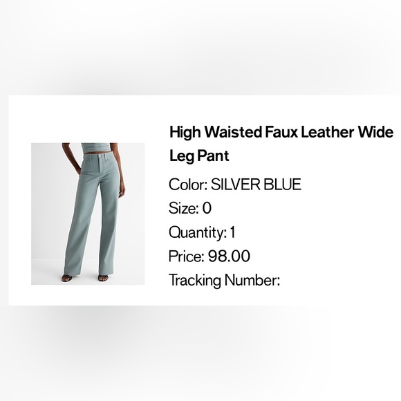 Express faux leather light blue wide leg pants- great condition, worn once - Picture 1 of 4
